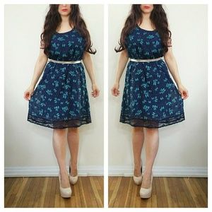 Maurices Bow Print Blue Fit & Flare Dress